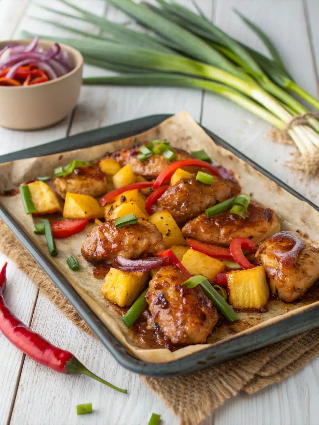 Hawaiian chicken sheet pan with irresistible tropical freshness