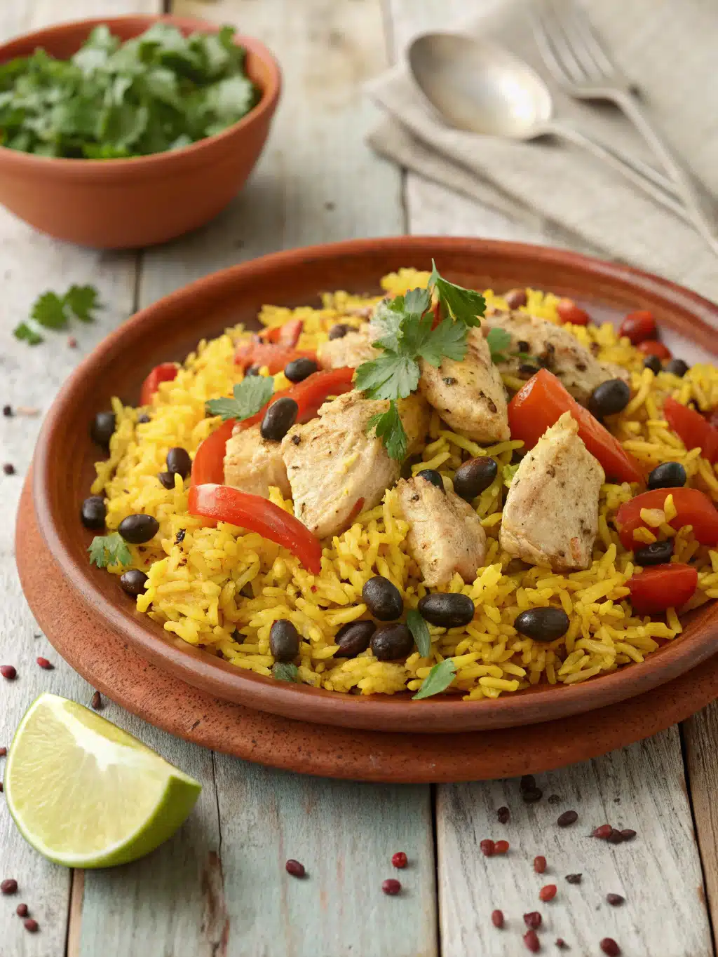 Caribbean chicken rice is a simple family joy
