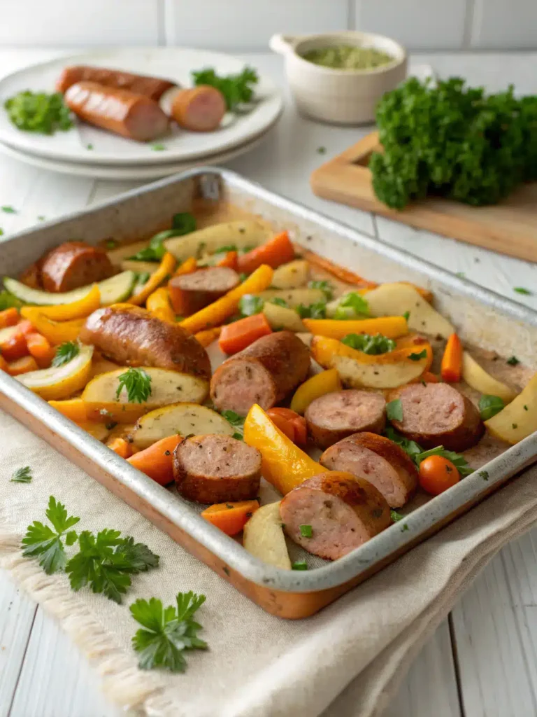 Quick Sheet Pan Kielbasa Dinner with Low Carb Joy
